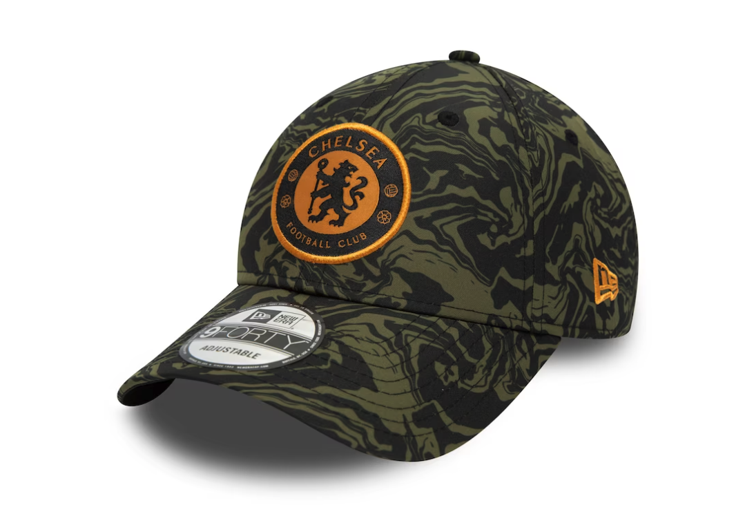 หมวกเชลซี New Era Allover Print 9FORTY - Khaki/Black ของแท้