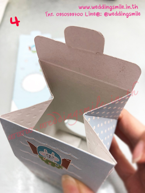 กล่องกระดาษใส่แก้วเป็ก ทรงบ้าน ชมพู-ฟ้า ลายการ์ตูน ขนาดเล็ก เริ่มต้นใบละ 5.-