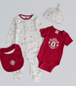 เสื้อนอนเด็กแมนเชสเตอร์ ยูไนเต็ดสำหรับเด็กทารก 4 Piece Gift Set ของแท้