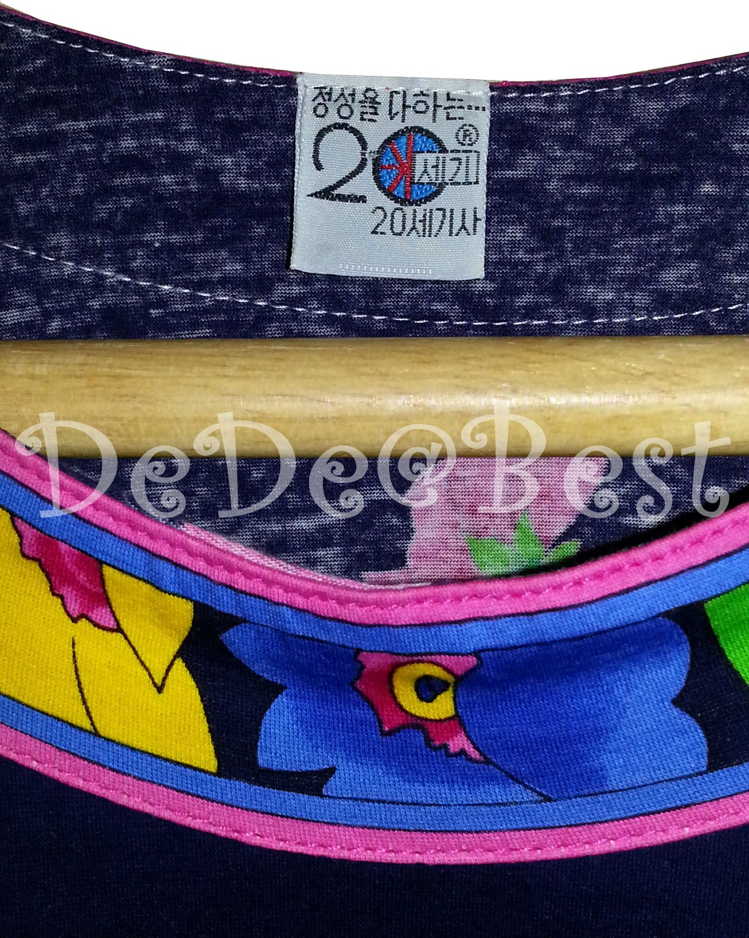 ขายแล้วค่ะ T58:Vintage top เสื้อวินเทจสีน้ำเงินลายดอกไม้❤