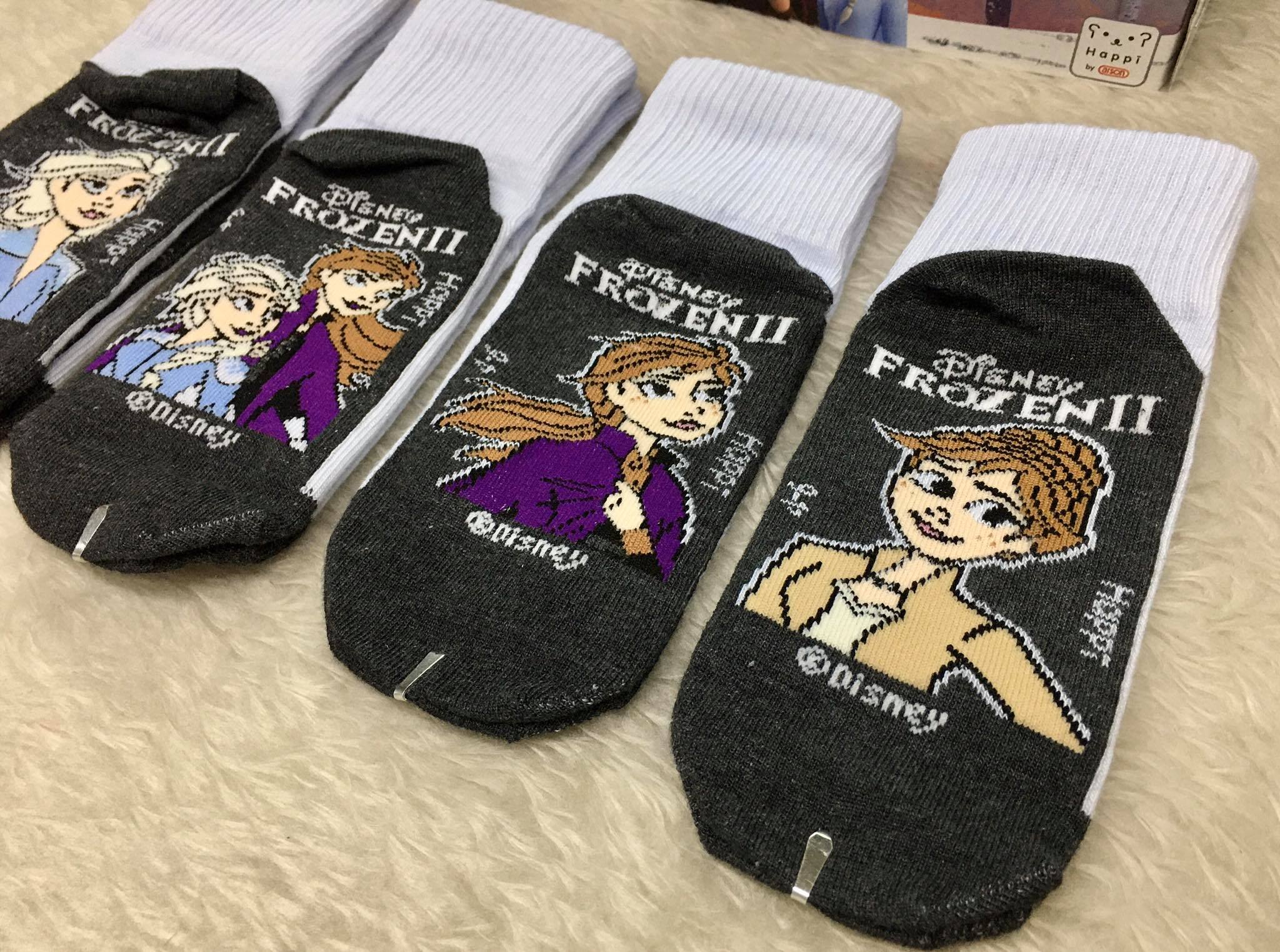 ถุงเท้านักเรียนทอพื้นสีแฮปปิ By คาร์สัน ลาย Frozen (คละลาย)