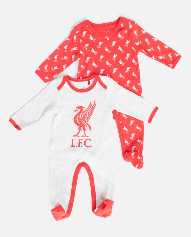 เสื้อนอนเด็กลิเวอร์พูล 2 Pack Red & Grey Baby Sleep Suits ของแท้