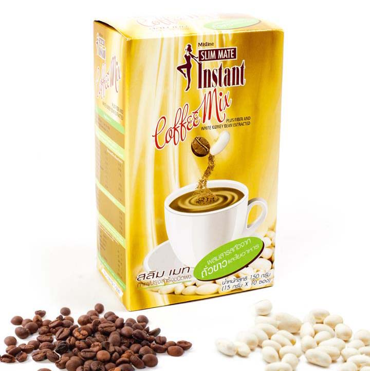 Mistine Slim Mate Instant Coffee Mix plus Fiber and White Kidney Bean Extract กาแฟสูตรถั่วขาว เป็นแหล่งใยอาหาร ไม่มีคอเลสเตอรอล