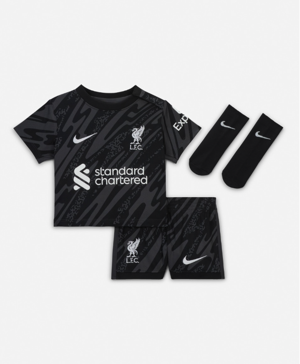 เสื้อผู้รักษาประตูเด็กเล็กลิเวอร์พูล 2024 2025 ทีมเหย้า Nike Infants 24/25 Black Goalkeeper ของแท้