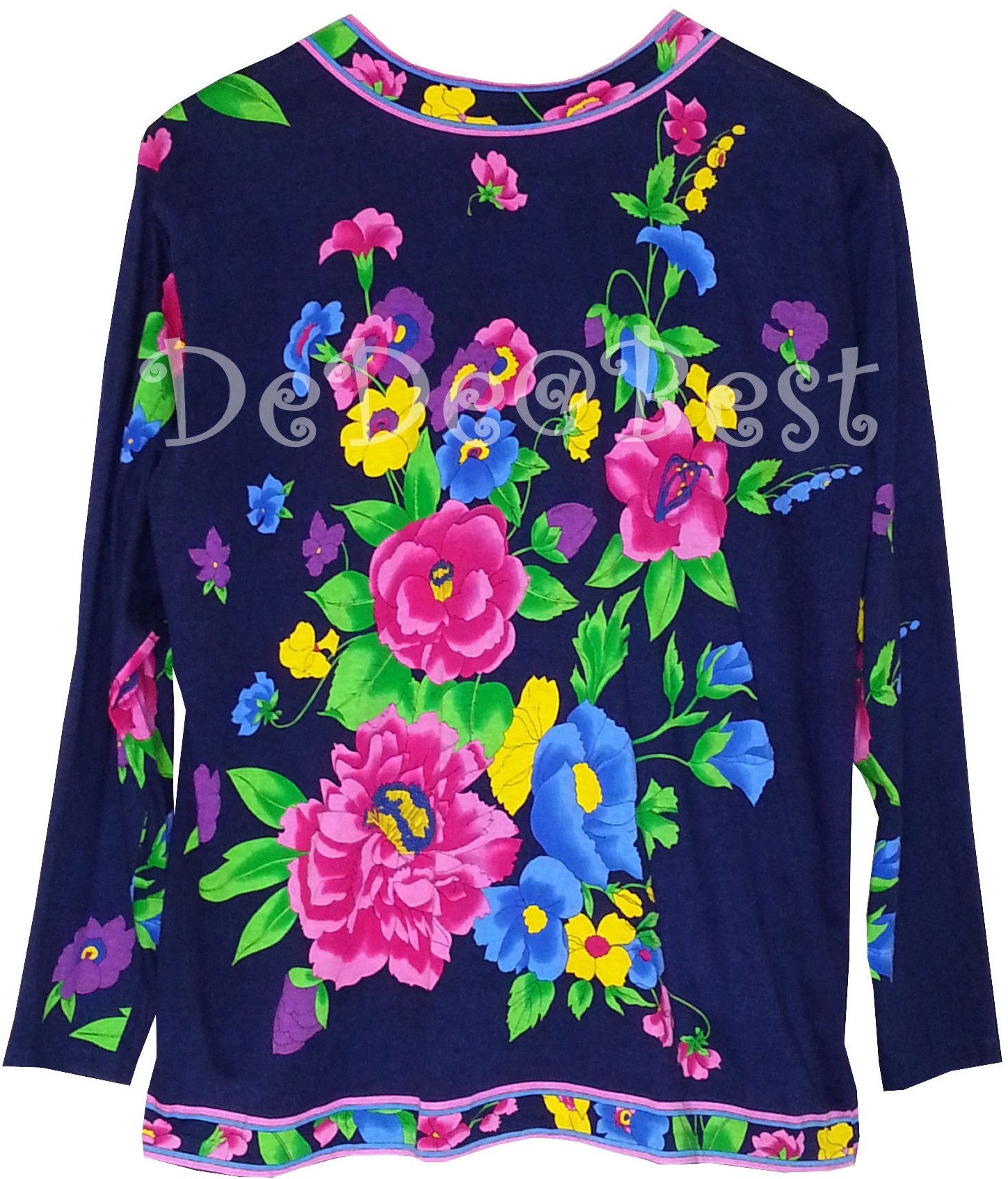 ขายแล้วค่ะ T58:Vintage top เสื้อวินเทจสีน้ำเงินลายดอกไม้❤