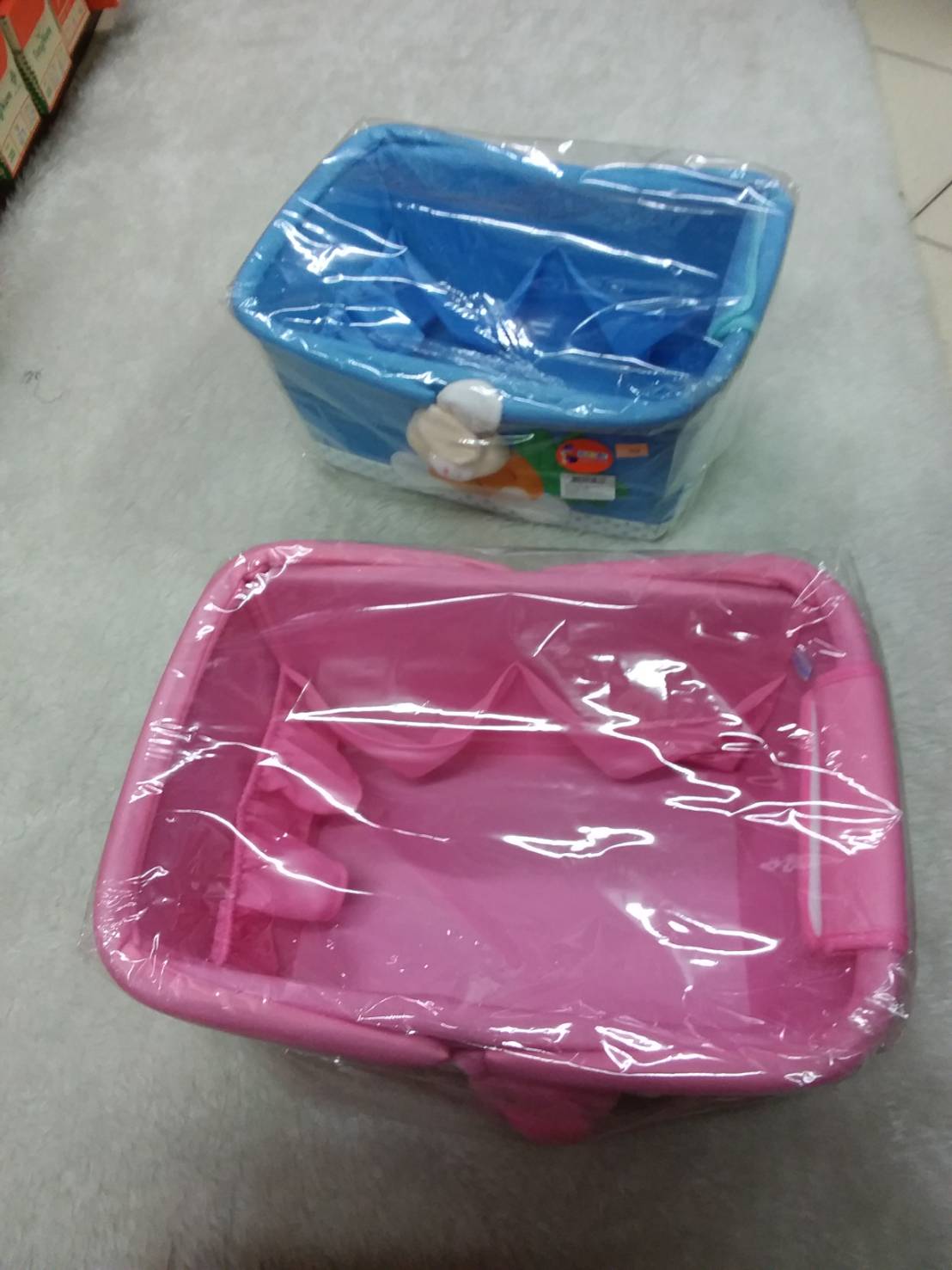 ตะกร้าใส่ของทารก เด็กอ่อน สีฟ้า, ชมพู ขนาด 12*15 นิ้ว