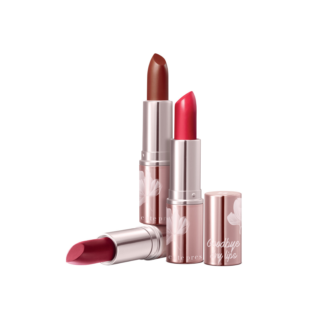 Cute Press Goodbye Dry Lips Moisturizing Lip Cream กู๊ดบาย ดราย ลิปส์ มอยส์เจอร์ไรซิ่ง ลิป ครีม บอกลาลิปแห้งตกร่อง ด้วยลิปสติกเนื้อครีมสัมผัสเนียนนุ่ม เกลี่ยง่าย ทาครั้งเดียวเรียวปากสวยชัดตลอดวัน