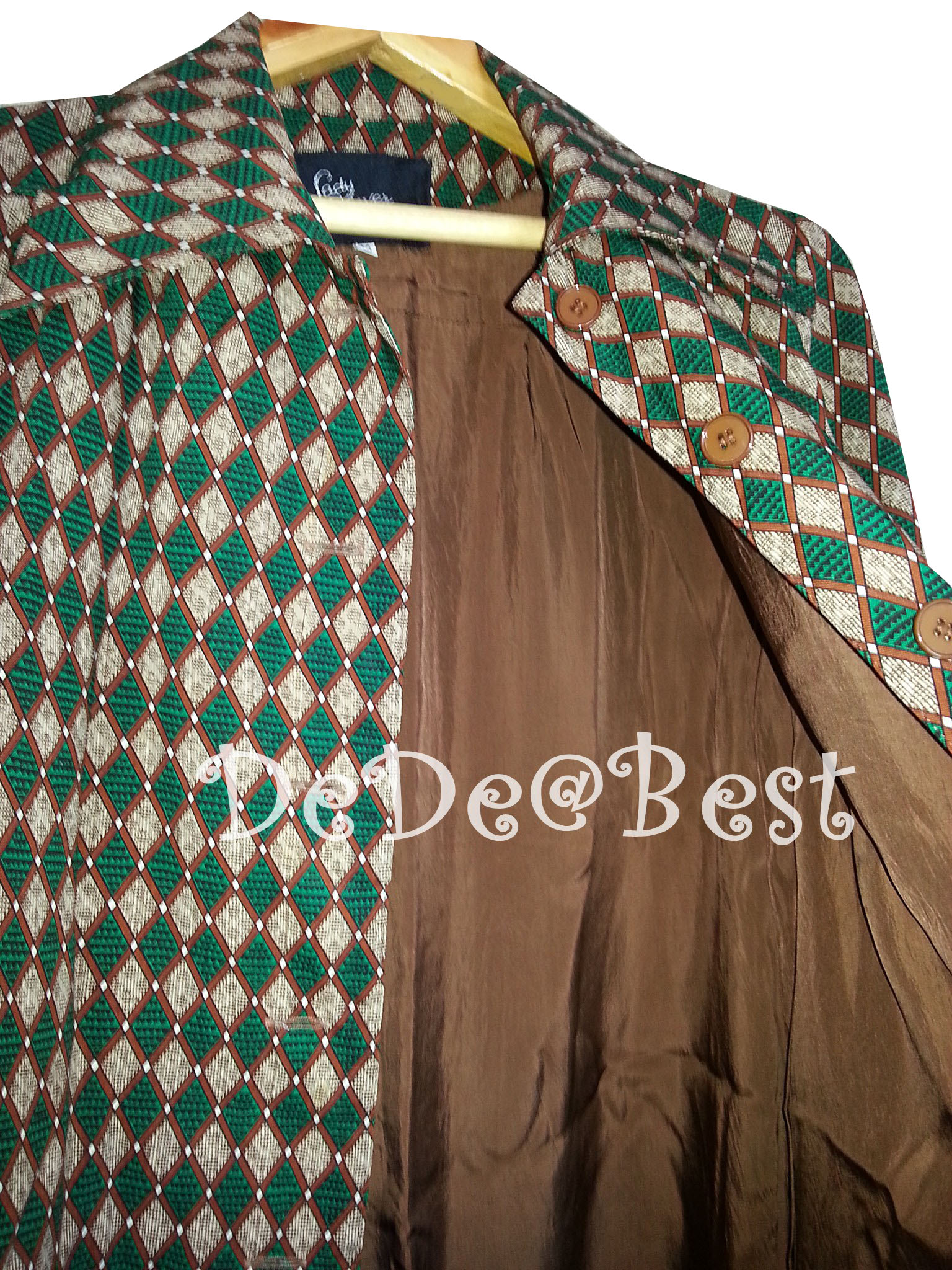 ขายแล้วค่ะD54:Vintage dress เดรสวินเทจลายกราฟฟิคสีเขียวและสีน้ำตาล (Brand Lady Lover ISETAN TOKYO) ! ส่งฟรีค่าาา.. !!❤