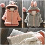 เสื้อกันหนาวขนปุกปุย หมวกมีหูกระต่ายน่ารัก สไตล์เกาหลี