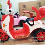 SL3603R มอเตอร์ไซค์เด็กนั่งไฟฟ้า ยี่ห้อ Scoopy มีเข็มขัดนิรภัย สีแดง