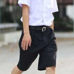 กางเกงนักเรียนผ้าโทเรสีดำ( พรีเมี่ยม ตราเขลางค์เมืองเด็ก )