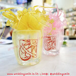 PRomotion! ของชำร่วยงานแต่ง แก้วเป็ก สกรีนลายดวงอาทิตย์ ดวงจันทร์ ห่อผ้า ชิ้นละ 12.-