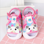 รองเท้ารัดส้น เปิดหน้าระบายอากาศ ลายหมีสีชมพู Size 17-22