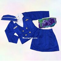 ชุดอาชีพในฝัน ชุดแอร์โฮสเตสเด็ก รุ่นมีเสื้อซับขาว Size. L สีน้ำเงิน
