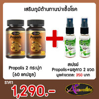 Propolis 2 กระปุก + สเปรย์ Propolis+พลูคาว 2 ขวด