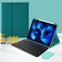 เคสคีย์บอร์ด เคส iPad Gen10 10.9 / A16 Gen 11 มีรางปากกาฝั่งขวา สีเขียว+แป้นดำ+เมาส์