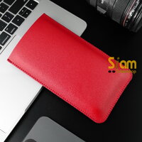 ซองหนังใส่ iPhone,Samsung,Lenovo,Huawei,Asus 5.5-6.7" สีแดง