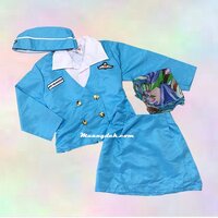 ชุดอาชีพในฝัน ชุดแอร์โฮสเตสเด็ก รุ่นมีเสื้อซับขาว Size. S สีฟ้า