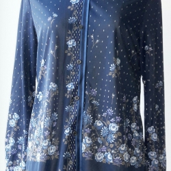 ขายแล้วค่ะ T66:Vintage top เสื้อวินเทจสีน้ำเงินลายดอกไม้❤