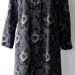 D40:Vintage dress เดรสวินเทจสีเทาลายดอกไม้