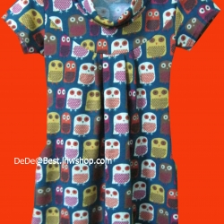 ขายแล้วค่ะ D11:2nd hand dress เดรสวินเทจผ้าวูลนิ่ม ลายนกฮูกเล็กๆน่ารัก❤