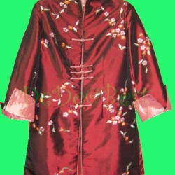 ขายแล้วค่ะ D45:Vintage dress เดรสวินเทจผ้าไหมสีแดงเลือดนก ปักลายดอกไม้❤