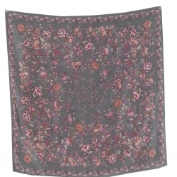 SC9:Vintage sacrf ผ้าคลุมไหล่ ผ้าพันคอ โทนสีเทา ลายดอกไม้