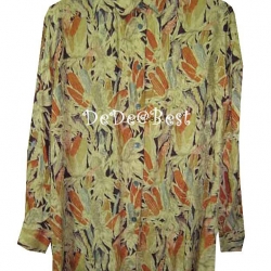 ขายแล้วค่ะ T34:Vintage top เสื้อเชิ้ตวินเทจผ้าไหม พิมพ์ลายข้าวโพดและทอลายดอกกุหลาบสวย❤