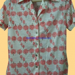 ขายแล้วค่ะ T7:Vintage top เสื้อเชิ้ตวินเทจลายต้นไม้เล็กๆ สีส้ม❤
