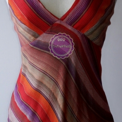 T80:2nd hand top เสื้อสายเดี่ยวผ้าหลายสีแซมดิ้นทอง