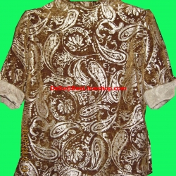 ขายแล้วค่ะ T9: Vintage top เสื้อวินเทจผ้ากำมะหยี่สีน้ำตาล ลายลูกน้ำวินเทจ❤