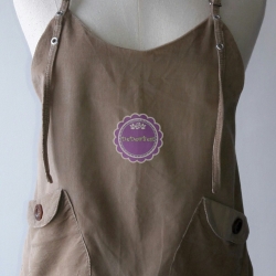 T83:2nd hand top เสื้อเอี้ยมผ้าลูกฟูกสีน้ำตาลอ่อน