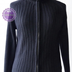 T122:2nd hand top เสื้อไหมพรมสีน้ำเงินเข้ม แขนยาว