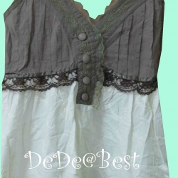 แถมให้คุณTipค่ะT14 :2nd hand top เสื้อสายเดี่ยวผ้าปักลายดอกไม้และลายลูกน้ำวินเทจ❤