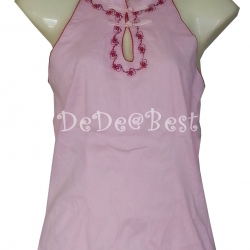 ขายแล้วค่ะ T60:Vintage top เสื้อสีชมพูปักลายดอกไม้❤