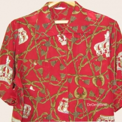 ขายแล้วค่ะ T33:Vintage top เสื้อวินเทจสีแดงลายมงกุฎและพู่เชือก❤