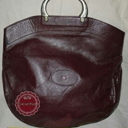 B36:Vintage leather bag กระเป๋าถือหนังแท้สีน้ำตาลเข้ม