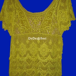 ขายแล้วค่ะ T21:Vintage top เสื้อถักสีเหลืองแขนกระดิ่ง ลายถักสวยม๊าก......❤