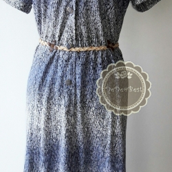 ขายแล้วค่ะ D36:Vintage dress เดรสวินเทจโทนสีน้ำเงิน made in Japan ❤