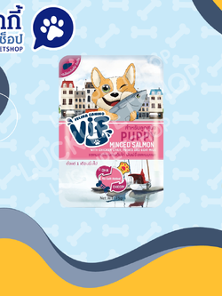 VIF อาหารเปียกสุนัข สูตรลูกสุนัข รสแซลมอนสับผสมตับไก่ มันฝรั่งและนมแพะ 75g.