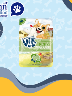 VIF อาหารเปียกสุนัข สูตรลูกสุนัข รสไก่สับสับผสมตับไก่ มันฝรั่งและนมแพะ 75g.