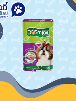 DOG n joy Pouch ด็อก เอ็นจอย อาหารเปียก สุนัขโต รสเนื้อ 120g.