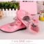 รองเท้าคัชชูเด็กหญิง หนังแก้วสีชมพู สายเพชร สวยหรู Size 21-37