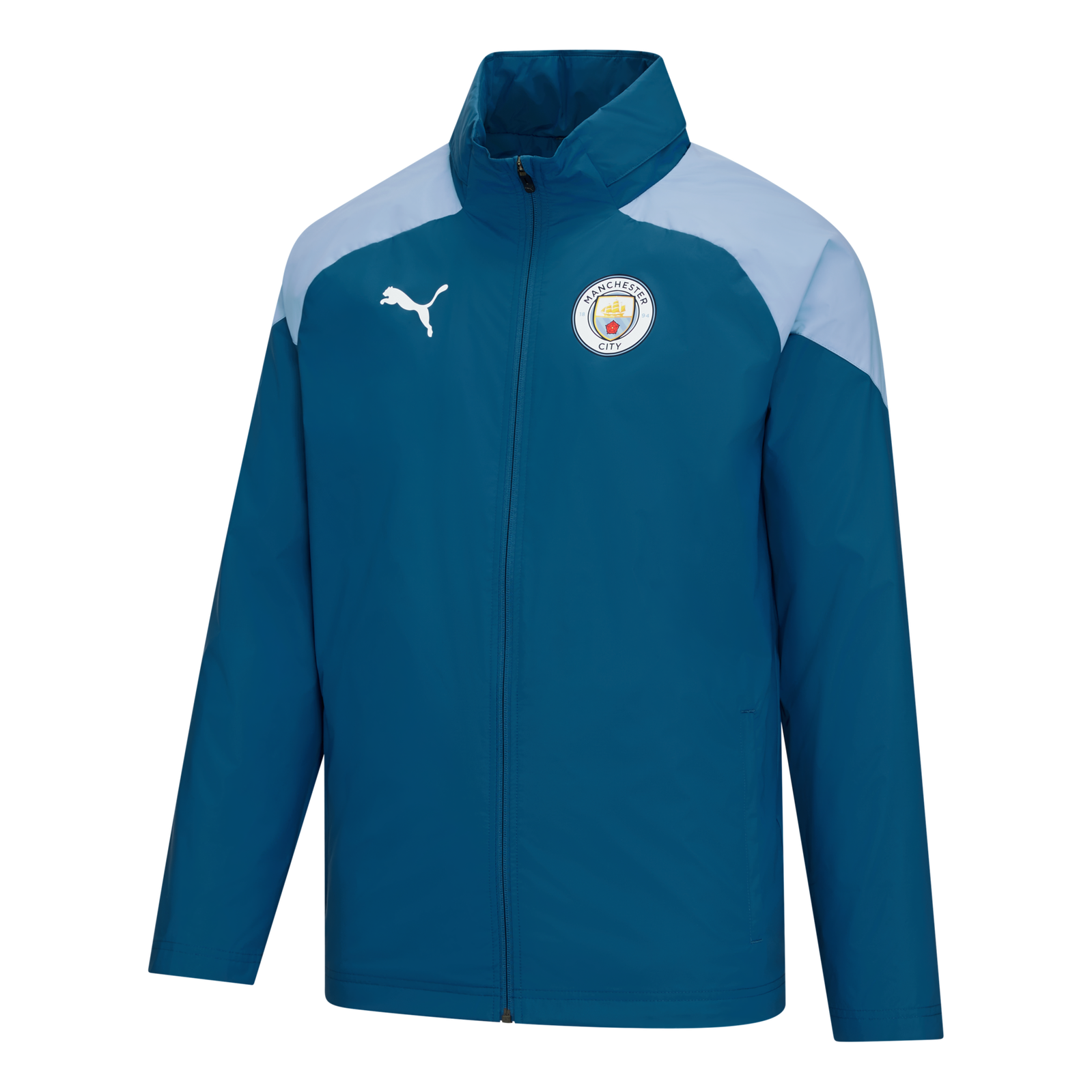 เสื้อฮู้ดแจ็คเก็ตแมนเชสเตอร์ ซิตี้ Training All Weather สีฟ้าสำหรับทุกสภาพอากาศของแท้